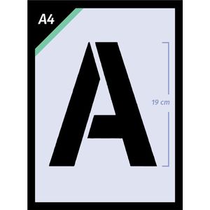 QBIX Groot formaat A4 Lettersjablonen Set - compleet alfabet - Letterhoogte van 19 cm