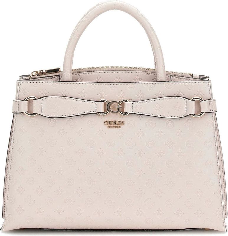 GUESS Handtas Schoudertas Arlena Girlfriend Satchel Taupe Logo Beige