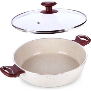 Koekenpan Graniet met Glazen Deksel TERRESTRIAL 28 cm, 3,5 l - Multifunctionele Pan voor Vlees - Groenten