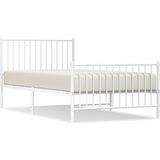 vidaXL - Bedframe - met - hoofd- - en - voeteneinde - metaal - wit - 100x200 - cm