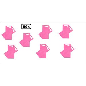 50x Bestekzakjes Fuchsia/pink met wit servet -Fout feest bestek festival restaurant thema feest tafel dekken chic gala huwelijk