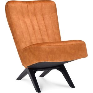 Fauteuil Dave - Velours Adore Cognac - Poot Zwart