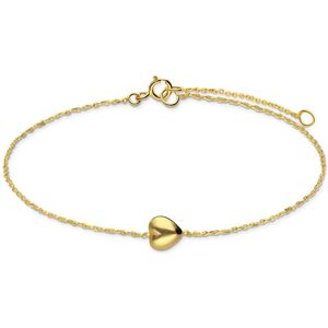 Lucardi Dames 14 karaat geelgouden armband hart - Armband - 14 Karaat Goud - Gelbgold legiert - 18,5 cm