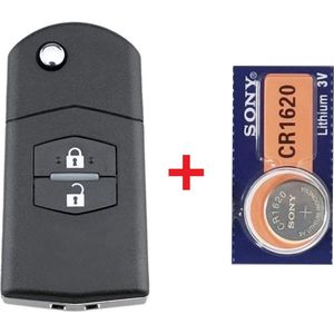 Autosleutel 2 knoppen klapsleutel met batterij 1620 geschikt voor Mazda sleutel MX5 / Mazda 2 / 3 / 5 / 6 / Mazda RX8 / mazda sleutel behuizing.