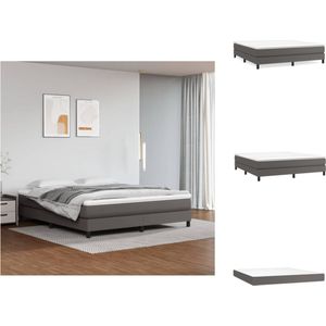 vidaXL Boxspringbed - Grijs Kunstleer - 203 x 160 x 25 cm - Pocketvering Matras - Middelharde Ondersteuning - Huidvriendelijk Topmatras - Multiplex Lattenbodem - Inclusief Montagehandleiding - Bed