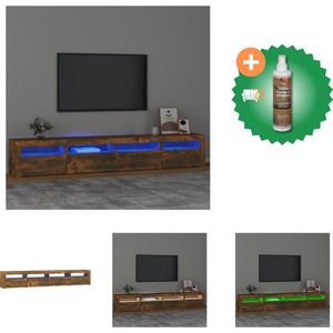 vidaXL Tv-meubel met LED-verlichting 240x35x40 cm gerookt eikenkleurig - Kast - Inclusief Houtreiniger en verfrisser