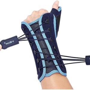 Duimpolssteun met metalen railstabilisator - compressie polssteun voor carpaal tendinitis - artritis pijn ontsteking - sportbescherming voor dames en heren - maat L recht