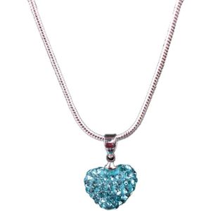 Lumici® | DiamondHeart Ketting - Blauw - Diamant - Bal - Crystal - Kristal - Cadeau Voor Vrouwen - Moederdag Cadeau - Valentijn - - Liefde - Verrassing - Zilver/Blauw