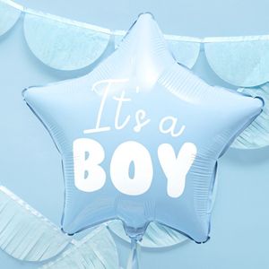 FOLIE BALLON Ster Blauw 'It's a Boy' - 48cm - Party Deco - Feestartikel - geboorte decoratie