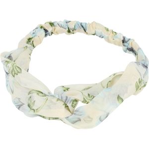 Haarband Twist Bloemen Print Voile Stof Wit Hoofdband Flower Patroon Bloem