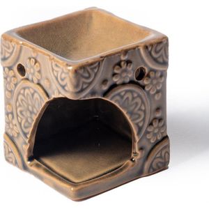 Aromabrander voor Smeltkaarsjes Bloemen Beige (8 x 6,5 cm)
