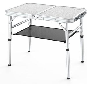 Opvouwbare campingtafel voor buiten - In hoogte verstelbaar - Draagbare klaptafel - Met netlaag - 599 cm L x 399 cm B (2 hoogtes) vouwtafel