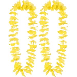 Toppers - Boland Hawaii krans/slinger - 2x - Tropische kleuren geel - Bloemen hals slingers