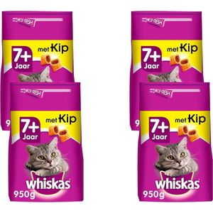 Whiskas Brokjes Senior Kip - Kattenvoer - 4 x 950 g