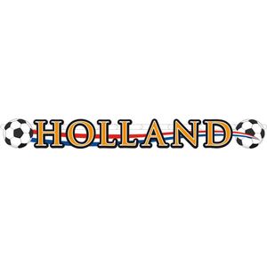 2x Holland voetbal slinger/ bannier karton 115x12 cm - Oranje feest/ Ek/ Wk versiering artikelen