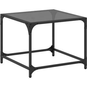 vidaXL Salontafel - Salontafels - Bijzettafel - Banktafel - Salontafel met zwart glazen blad 50x50x40 cm staal