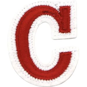 Alfabet Letter Embleem Strijk Patch Rood Wit Letter C / 3.5 cm / 4.5 cm