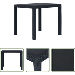 vidaXL Buistafel - Tuin Tafel - Tuintafel 79x79x72 cm rattan-look kunststof antraciet - Kunststof Tafel - Ratan Look - Antraciet Tafel