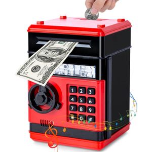 Elektronische Spaarpot voor Kinderen - Automatische Geldkluis Mini ATM - Wachtwoord Geldkistje voor Jongens Meisjes 3-12 Jaar - Verjaardag Kerst Kinderdag Geschenken (Rood)
