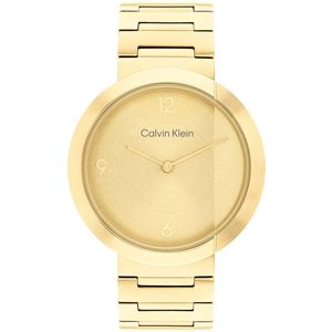 Calvin Klein CK25200290 CK ECCENTRIC Unisex Horloge - Mineraalglas - Staal - Goudkleurig - 38 mm breed - Quartz - Vouw/Vlindersluiting