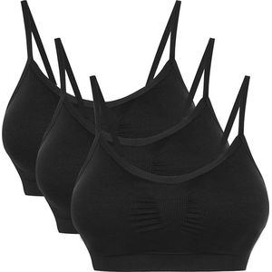 Dames ondergoed Strech Duenn Push up Yoga Sports BH Bra Top Set voor fitnesstraining bekleding 2-/3-pack - kleur zwart - Maat M
