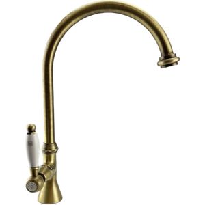PB klassieke fonteinkraan met witte hendel koud water met hoge ronde uitloop brons 1208953278