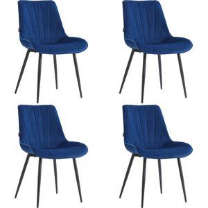 Colenis® - Lesedi Eetkamerstoel - Set Van 4 - Blauw - Velvet