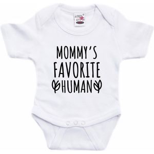 Mommys favourite human tekst baby rompertje wit jongens en meisjes - Kraamcadeau/ Moederdag - Babykleding 92