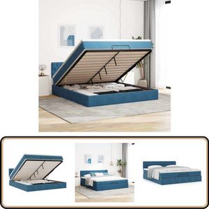vidaXL Ottoman bed met matras 160x200cm fluweel donkerblauw