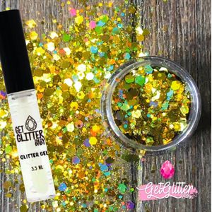 GetGlitterBaby® Gouden Chunky Festival Glitters voor Lichaam en Gezicht / Face Body Jewels Glitterlijm / Gel Glittergel - Goud - en Glitter Lijm HuidLijm