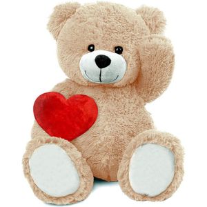 Teddybeer Barry + Rood Hart Pluche Knuffel beer XXL 100 cm - Knuffelbeer XL extra Groot – speelgoed teddybeer – Grote Beer met hartje Ik hou van jou I love you Valentijnsdag cadeau Reuze- jongens meisje baby reuze plush bear