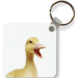 Sleutelhanger - Portret van een baby eend - Plastic - Rond - Uitdeelcadeautjes