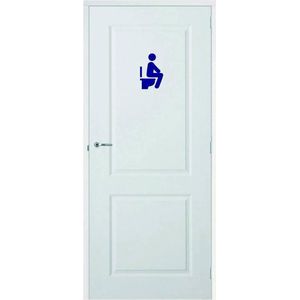 Deursticker Man Op Wc - Donkerblauw - 32 x 50 cm - toilet raam en deur stickers - toilet
