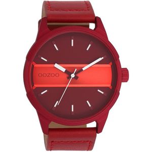 OOZOO Timepieces - Dahlia/vuur rode OOZOO horloge met dahlia rood leren band - C11231