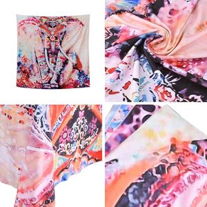 Elephant Tapestry Indian Style Wall Picture for Hanging Ceiling 130 x 150 cm Bed Sheet Curtain Beach Throw (Printed Flower)