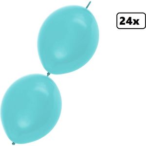 24x Doorknoop ballon lichtblauw 25cm – Link Ballon - festival themafeest geboorte party