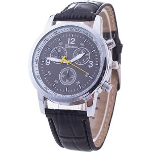 Fako® - Horloge - Geneva Luxury - Zwart