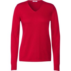 Cecil TOS Rounded V-hals Pullover Dames Trui - kleur Casual Red - Maat m