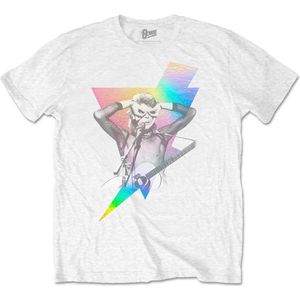 David Bowie - Holographic Bolt Heren T-shirt - S - Wit