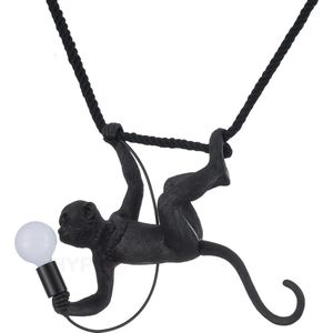 Hype it aap lamp hanglamp - 40 x 40 cm - Slinger lamp aap aan zwart touw - Hanglamp woonkamer - Hanglamp Slaapkamer - Hanglamp eetkamer - E27 - Hanglamp Zwart