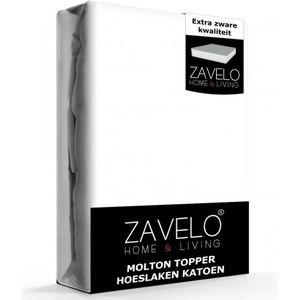 Zavelo Molton Topper Hoeslaken - 180x200 cm - 100% Katoen - 10cm Hoekhoogte - Wasbaar tot 60 graden - Rondom Elastisch - Matrasbeschermer