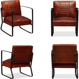 vidaXL Loungestoel echt leer bruin - Stoel - Stoelen - Loungestoel - Loungestoelen