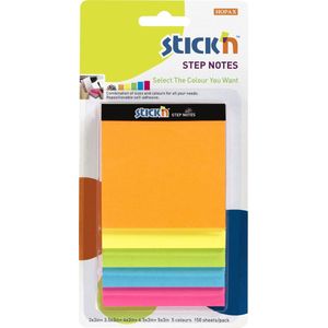 Stick'n Kubus scrum sticky notes - 5 maten, neon assorti 5 kleuren, 150 vel