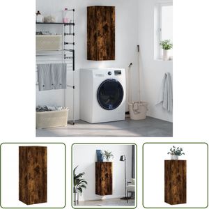 The Living Store Hangkast 34,5x34x90 cm gerookt eikenkleurig - Hangkast - Houten Kast - Bergruimte - Badkamermeubel - Keukenkast