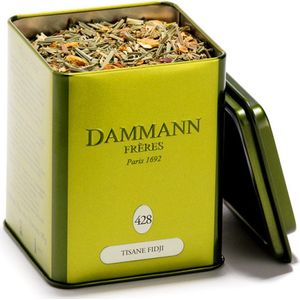 Dammann Frères - Tisane Fidji blikje N° 428 - 80gram Kruidenthee met citroengras en gember - Volstaat voor 40 kopjes thee zonder cafeïne