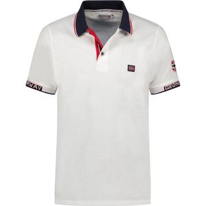 Kauge Heren Polo Shirt Geographical Norway Met Print Wit - S
