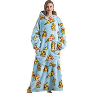 Livano Hoodie Deken Met Mouwen - Onesie - Fleece Blanket - Dames - Heren - Kinderen - Plaid - Knuffeldeken - Extra Zacht & Warm - Pizza