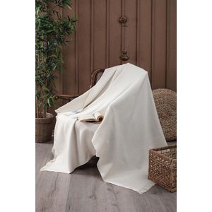 Sprei XXL, 230 cm x 200 cm, grote deken, deken voor bank en bed, moderne allround deken gemaakt van 85% katoen en 15% gerecycled polyester (natuurlijk katoen, visgraat).