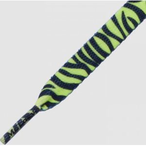 10 mm x 130 cm Printies Plat Zebra - Neon Lime Yellow - Zwart - Mr.Lacy feestelijke schoenveters voor sneakers