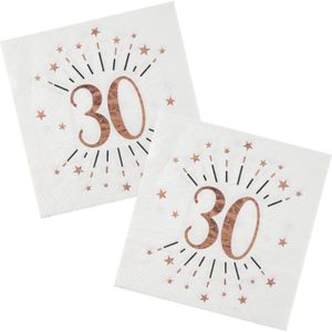 Verjaardag feest servetten leeftijd - 50x - 30 jaar - rose goud - 33 x 33 cm